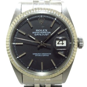ロレックス ROLEX 腕時計 デイトジャスト 1601 メンズ SS×K18WG/21コマ/巻きブレス/バーインデックス 黒【中古】20240424