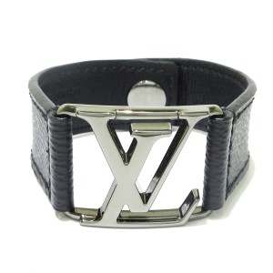 LV Circle Leather Bracelet Monogram Eclipse Canvas - Fashion Jewelry M6549E