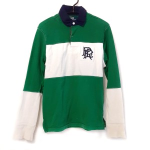 ポロラルフローレン POLObyRalphLauren 長袖ポロシャツ サイズS メンズ - グリーン×ダークネイビー×白【中古】20230705