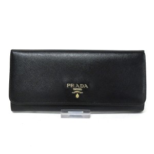 プラダ PRADA 長財布 レディース - 1M1132 黒 レザー【中古】20240408