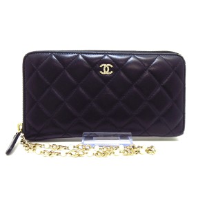 シャネル CHANEL 長財布 レディース マトラッセ 黒 ココマーク/ゴールド金具 ラムスキン【中古】20231212