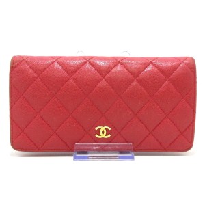 シャネル CHANEL 長財布 レディース マトラッセ ピンク キャビアスキン【中古】20240423