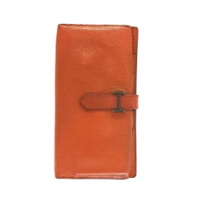 エルメス HERMES 長財布 レディース ベアン オレンジ 新柄ゴールド金具 シェーブル【中古】20230830