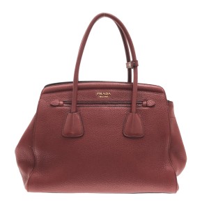 プラダ PRADA トートバッグ レディース - ボルドー レザー【中古】20230831