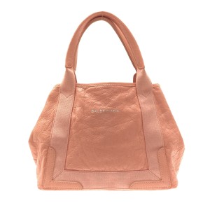 バレンシアガ BALENCIAGA トートバッグ レディース ネイビーカバS 339933 サーモンピンク レザー【中古】20230905