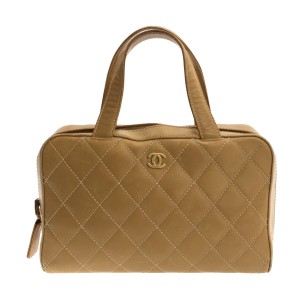 CHANEL トートバッグ ワイルドステッチ レザー ブロンズ A33986