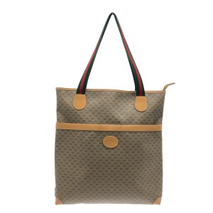 グッチ GUCCI ショルダーバッグ レディース オールドグッチ/マイクロGG/シェリー ベージュ×ダークブラウン×マルチ【中古】20230816