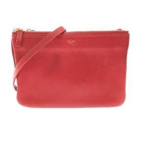 セリーヌ CELINE ショルダーバッグ レディース トリオ レッド レザー【中古】20230906