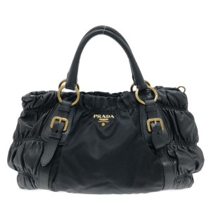 プラダ PRADA トートバッグ レディース - BN1791 黒 ナイロン×レザー【中古】20230831