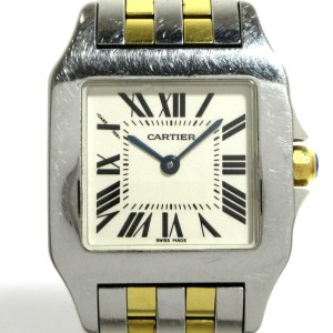 カルティエ Cartier 腕時計 サントスドゥモワゼルLM W25067Z6 メンズ SS×K18YG/2ロウ アイボリー【中古】20240605