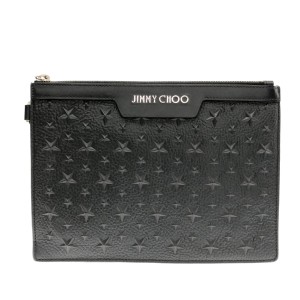 ジミーチュウ JIMMY CHOO クラッチバッグ レディース 美品 - 黒 スター/型押し加工 レザー【中古】20230906