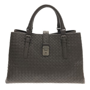 ボッテガヴェネタ BOTTEGA VENETA ハンドバッグ レディース ローマバッグ/イントレチャート ダークブラウン レザー【中古】20230905