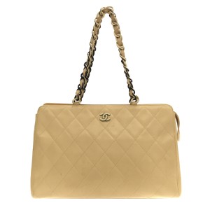 シャネル CHANEL ショルダーバッグ レディース ワイルドステッチ ベージュ プラスチックチェーンショルダー レザー【中古】20230905