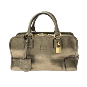 ロエベ LOEWE ハンドバッグ レディース アマソナ28 ダークシルバー レザー【中古】20231202