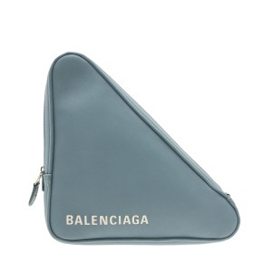 バレンシアガ BALENCIAGA クラッチバッグ レディース トライアングルM 476976 ライトブルー レザー【中古】20231202