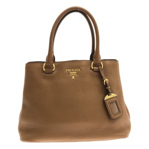 プラダ PRADA トートバッグ レディース - 1BA058 ブラウン 革タグ レザー【中古】20231207