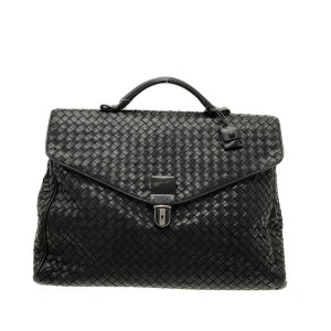 ボッテガヴェネタ BOTTEGA VENETA ビジネスバッグ レディース イントレチャート 113095 黒 パンチング レザー【中古】20231012