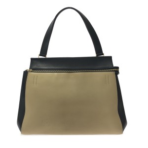 セリーヌ CELINE ハンドバッグ レディース エッジミディアム アイボリー×黒 レザー【中古】20231006