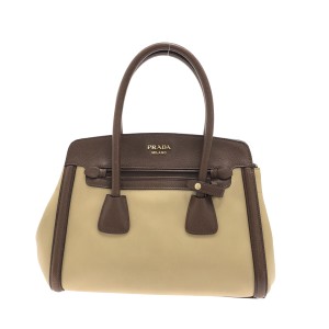 プラダ PRADA トートバッグ レディース - BN2602 ベージュ×ダークブラウン レザー【中古】20231011