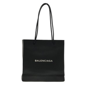 バレンシアガ BALENCIAGA ショルダーバッグ レディース ショッピングトート 491660 黒×白 レザー【中古】20231011