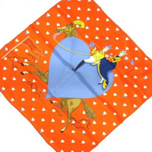 エルメス HERMES スカーフ レディース 美品 カレ70 オレンジ×ライトブルー×マルチ【中古】20231028