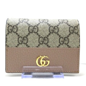 グッチ GUCCI 2つ折り財布 レディース 美品 GGマーモント,GGプラス・GGスプリーム 658610 PVC(塩化ビニール)×レザー【中古】20231028