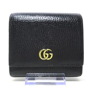 グッチ GUCCI 2つ折り財布 レディース 美品 GGマーモント 598587 黒 レザー【中古】20231008