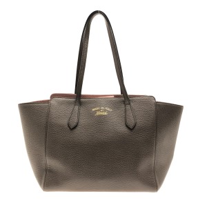 グッチ GUCCI トートバッグ レディース スウィングミディアムトート 354408 ダークブラウン レザー【中古】20231005