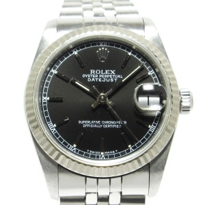 ロレックス ROLEX 腕時計 デイトジャスト 68274 レディース SS×K18WG/18コマ 黒【中古】20240517