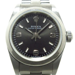 ロレックス ROLEX 腕時計 オイスターパーペチュアル 76080 レディース SS/11コマ 黒【中古】20240513