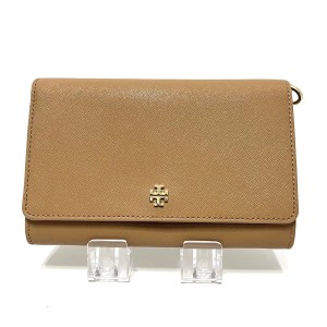 トリーバーチ TORY BURCH 財布 レディース - ベージュ×ゴールド チェーンウォレット レザー【中古】20240525