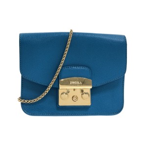 フルラ FURLA ショルダーバッグ レディース メトロポリス ブルー チェーンショルダー レザー【中古】20231007