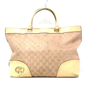 グッチ GUCCI トートバッグ レディース GG柄/ラブリー 257071 ピンクゴールド×ベージュ ジャガード×レザー【中古】20230924