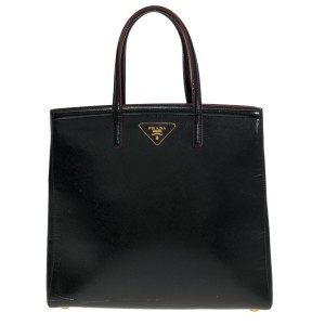 プラダ PRADA トートバッグ レディース - 黒 エナメル（レザー）【中古】20231103