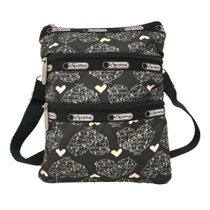 レスポートサック LESPORTSAC ショルダーバッグ レディース - 黒×ピンク×マルチ ハート レスポナイロン 【中古】20240210