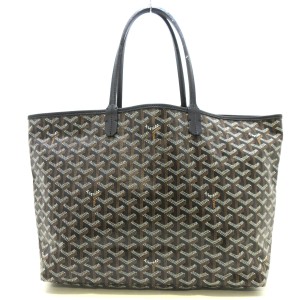 ゴヤール GOYARD トートバッグ レディース サンルイPM 黒×白×ブラウン コーティングキャンバス×レザー 【中古】20240330