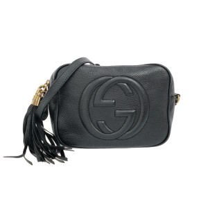 グッチ GUCCI ショルダーバッグ レディース ソーホー/インターロッキングG 308364 黒 フリンジ レザー【中古】20240524