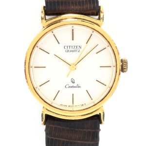 シチズン CITIZEN 腕時計 カスタリア 4‐850459 S レディース 革ベルト/社外ベルト 白【中古】20231028