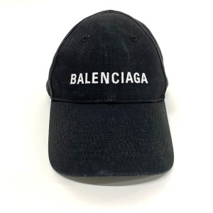 バレンシアガ BALENCIAGA キャップ レディース - 黒×白 コットン【中古】20240526