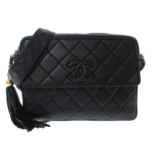 シャネル CHANEL ショルダーバッグ レディース マトラッセ 黒 タッセル/ゴールド金具 ラムスキン【中古】20240427