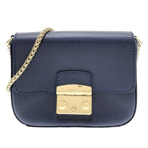 フルラ FURLA ショルダーバッグ レディース メトロポリス ダークネイビー チェーンショルダー/ミニバッグ レザー【中古】20231007