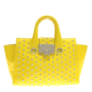 ジミーチュウ JIMMY CHOO トートバッグ レディース ライリー イエロー スタッズ レザー【中古】20231011