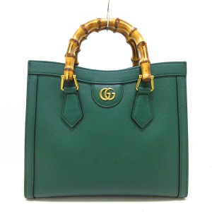 グッチ GUCCI トートバッグ レディース 美品 ダイアナ スモール トートバッグ 660195 グリーン レザー【中古】20240513