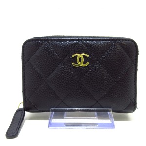 シャネル CHANEL コインケース レディース マトラッセ 黒 ゴールド金具/ラウンドファスナー キャビアスキン【中古】20240430