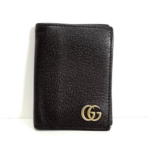 グッチ GUCCI 名刺入れ レディース GGマーモント 428737 ダークブラウン レザー【中古】20240605