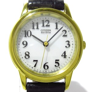 シチズン CITIZEN 腕時計 - E031-K006082 レディース 革ベルト 白【中古】20240206