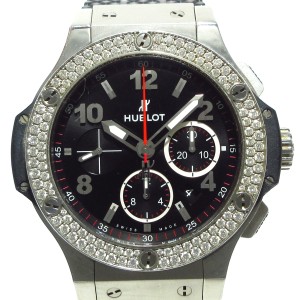 ウブロ HUBLOT 腕時計 ビッグバン 301.SX.130.RX.114 メンズ 裏スケ/クロノグラフ/ダイヤベゼル/ラバーベルト/要OH 黒【中古】20240428