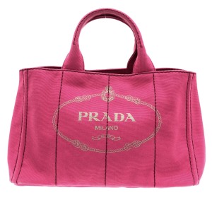 プラダ PRADA トートバッグ レディース CANAPA ピンク キャンバス【中古】20231028