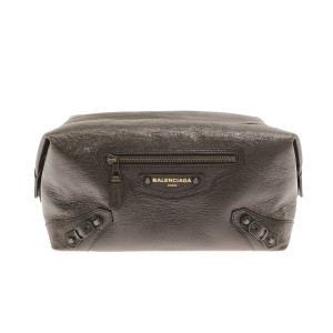 バレンシアガ BALENCIAGA クラッチバッグ レディース - 439714 ダークブラウン レザー【中古】20231125