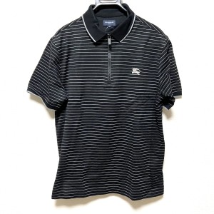 バーバリーゴルフ BURBERRYGOLF 半袖ポロシャツ サイズ4 XL メンズ - 黒 ボーダー【中古】20231205